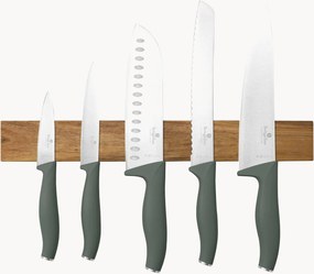 Set di 6 coltelli in acciaio inossidabile verde opaco con supporto