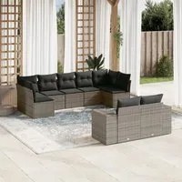 Set Divano da Giardino 9 pz con Cuscini Grigio in Polyrattancod mxl 89785