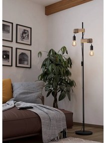Lampada da terra LED nera/di colore naturale (altezza totale 166,5 cm) TOWNSHEND – EGLO