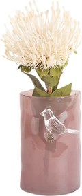Vaso rosa in vetro (altezza totale 15 cm) Bird On Branch – PT LIVING