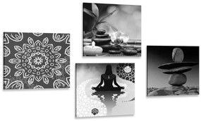 Set di quadri – Armonia Feng Shui in bianco e nero