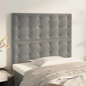 Testiera 2 Pz Grigio Chiaro 80x5x78/88 Cm İn Velluto /