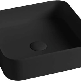 Lavabo da appoggio Smash OLYMPIA CERAMICA quadrato piletta non inclusa in ceramica L 40 x H 14 x P 20 cm nero opaco piletta non inclusa