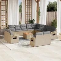 Set Divano da Giardino 14 pz con Cuscini Beige Misto Polyrattan 3257172