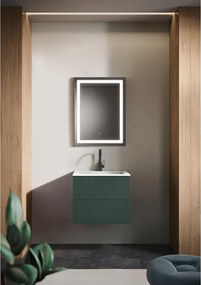 Mobile da bagno sospeso sotto lavabo Opera 2 cassetti L 59.5 x H 50 x P 45.5 cm verde foresta laccato opaco cannettato