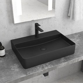 New Line Xr2 Lavabo 50x42 Da Appoggio Rettangolare In Porcellana nero opaco