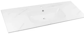 Lavabo integrale rettangolare vasca centrale L 121 x H 15.5 x P 46 cm in ceramica effetto marmo