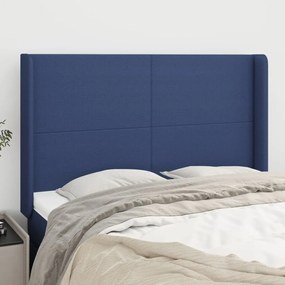 Testiera Ad Orecchio Blu 147x16x118/128 Cm İn Tessuto /
