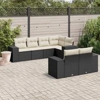 Set Divani da Giardino con Cuscini 7pz Nero Polyrattancod mxl 89214