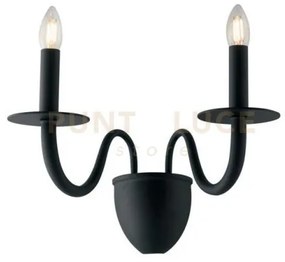 Applique a parete armstrong nera 2 luci attacco e14 45x26x36cm in m...