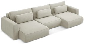 Divano angolare beige allungabile/con contenitore (a U) Kapua – Makamii