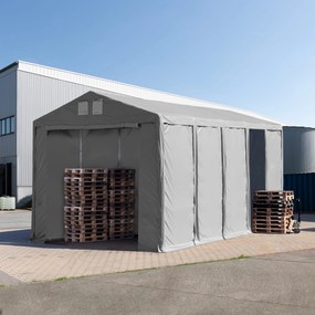 TOOLPORT 5x10m tenda capannone, altezza 3,6m porta a cerniera, PVC 850, grigio, senza statica - (79807)