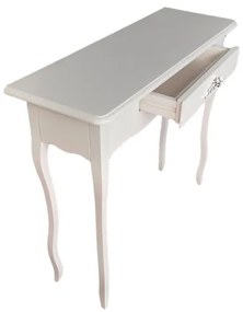 Consolle FABIOLA in legno con cassetto e struttura in pioppo BIANCO E ARGENTO