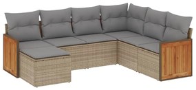 Set divani da giardino 7 pz con cuscini beige in polyrattan