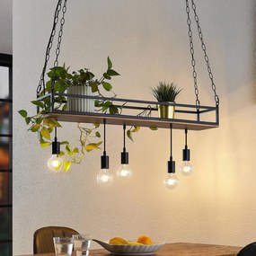 Lampada a sospensione Kirista Lindby, dimmerabile, Nero, Soggiorno / Sala da pranzo, Metallo, Vintage, Lampada a sospensione