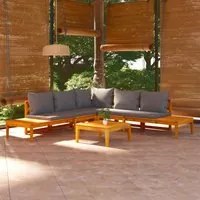 Set Divani Giardino 4 pz con Cuscini Grigio Scuro Legno Acacia