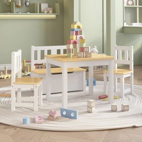 Set tavolo e sedie per bambini 4 pezzi bianco e beige in mdf