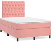 Letto a Molle con Materasso e LED Rosa 120x190 cm in Velluto 3270334