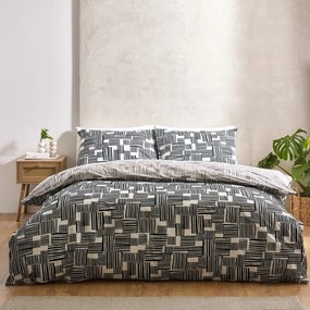 Set copripiumino e federa nero e grigio per letto matrimoniale 200x200 cm Blocks – Catherine Lansfield