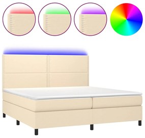 Letto a molle materasso e led bianco 200x200cm in tessuto