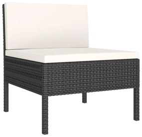 Set Divani da Giardino 14 pz con Cuscini in Polyrattan Nero