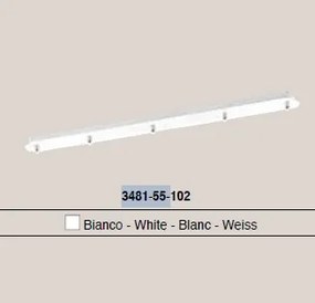 Montatura bianca rettang.5 fori l.1100mm 3481-55-102