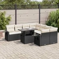 Set Divani da Giardino 9 pz con Cuscini Nero in Polyrattan 3326447