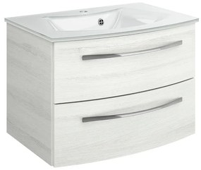 Mobile sottolavabo e lavabo Image rovere bianco L 70 x H 48 x P 48 cm 1 vasca 2 cassetti