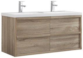 Mobile per bagno sospeso con lavabo da incasso 120 cm Naturale chiaro - QUADRA