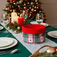 Cestino in tessuto 20 cm cuori verde bianco