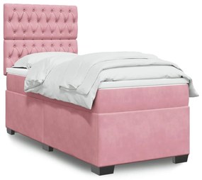 Giroletto A Molle Con Materasso Rosa 100x200 Cm İn Velluto /