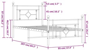 Giroletto con Testiera e Pediera Metallo Nero 90x200 cm