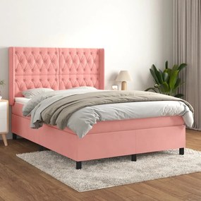 Giroletto A Molle Con Materasso Rosa 140x190 Cm İn Velluto /