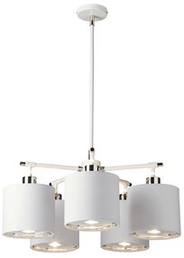 Lampadario Contemporaneo Balance Acciaio Bianco Nichel Lucido 5 Luci E27