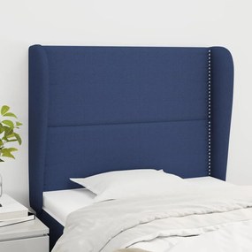 Testiera Ad Orecchio Blu 103x23x118/128 Cm İn Tessuto /