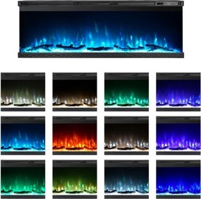 Camino elettrico da parete ad incasso 3 Lati BOSTON130 L127 x P20 x H44 cm