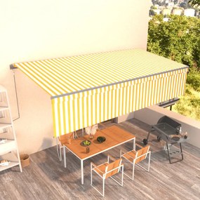Tenda Retrattile Automatica Con Parasole 6x3m Gialla Bianca /