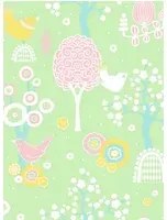 Majvillan Carta da parati Cherry Valley - Tulip Green/ Pink/ Yellow/ Blue/ White