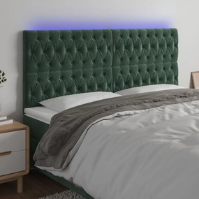 Testiera A Led Verde Scuro 200x7x118/128 Cm İn Velluto /
