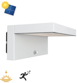 Applique LED Solare Minimal Bianca con Sensore di Movimento Colore Bianco Naturale 4.000K