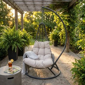 AVUS - dondolo da giardino con struttura acciaio completo di cuscini intreccio in rattan sintetico