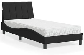 Letto Con Materasso Nero 90x190 Cm İn Velluto /