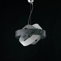 Lampadario Moderno 2 Luci Fasce Metallo Laccate Bianco e Grigio Serie Rete