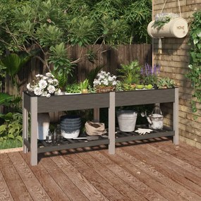 Fioriera Rialzata Giardino Con Ripiano Grigia 200x50x75 Cm Wpc /