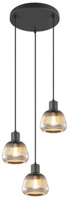Lampadario nero con paralume in vetro ø 37 cm Tarifa - Trio