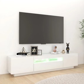 Mobile porta tv con luci led bianco lucido 180x35x40 cm