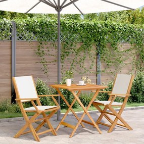 Set Da Bistrot 3pz Bianco Crema İn Tessuto E Legno Massello /