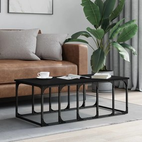 Tavolino Da Salotto Nero 100x50x35,5 Cm İn Legno Multistrato /