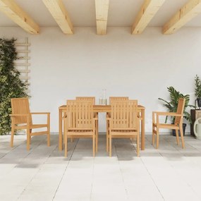 Set Da Pranzo Da Giardino 7 Pz İn Legno Massello Di Teak /