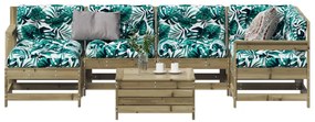 Set divani da giardino 7pz con cuscini legno impregnato di pino